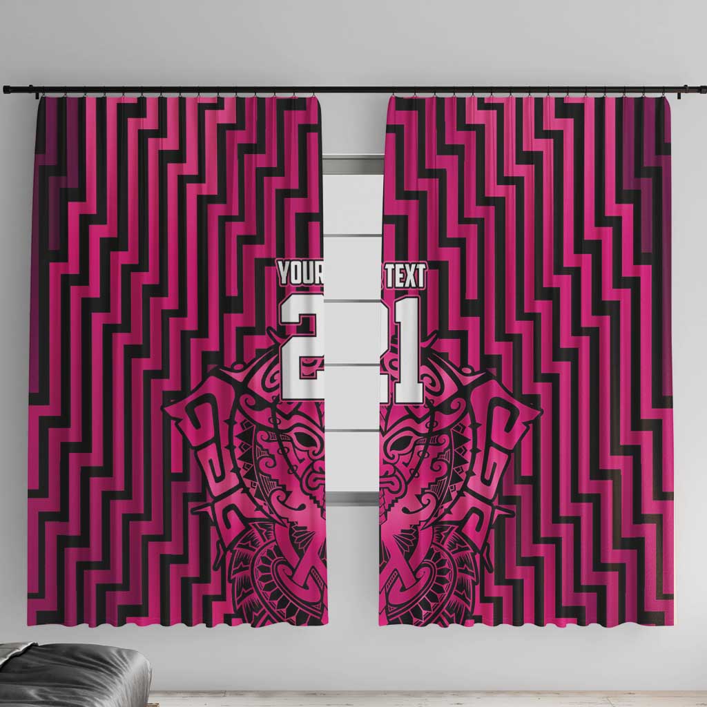 Custom Basketball New Zealand Window Curtain Pink Maori Ta Moko Indigenous - Aussie Hoodie