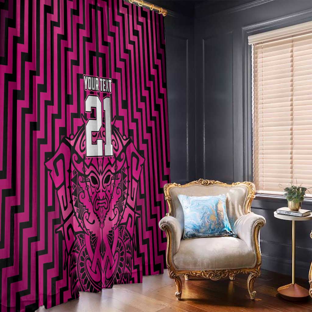 Custom Basketball New Zealand Window Curtain Pink Maori Ta Moko Indigenous - Aussie Hoodie