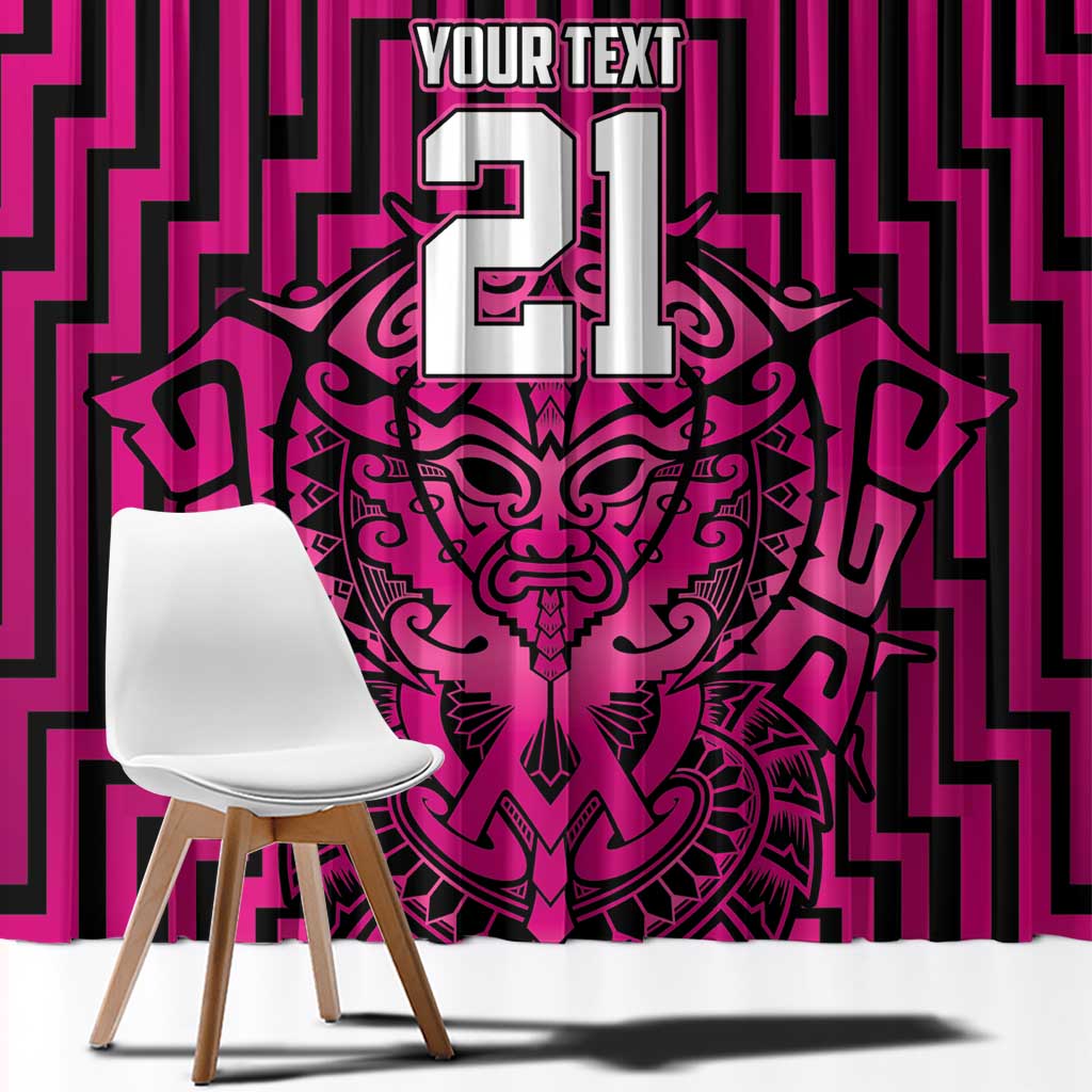 Custom Basketball New Zealand Window Curtain Pink Maori Ta Moko Indigenous - Aussie Hoodie