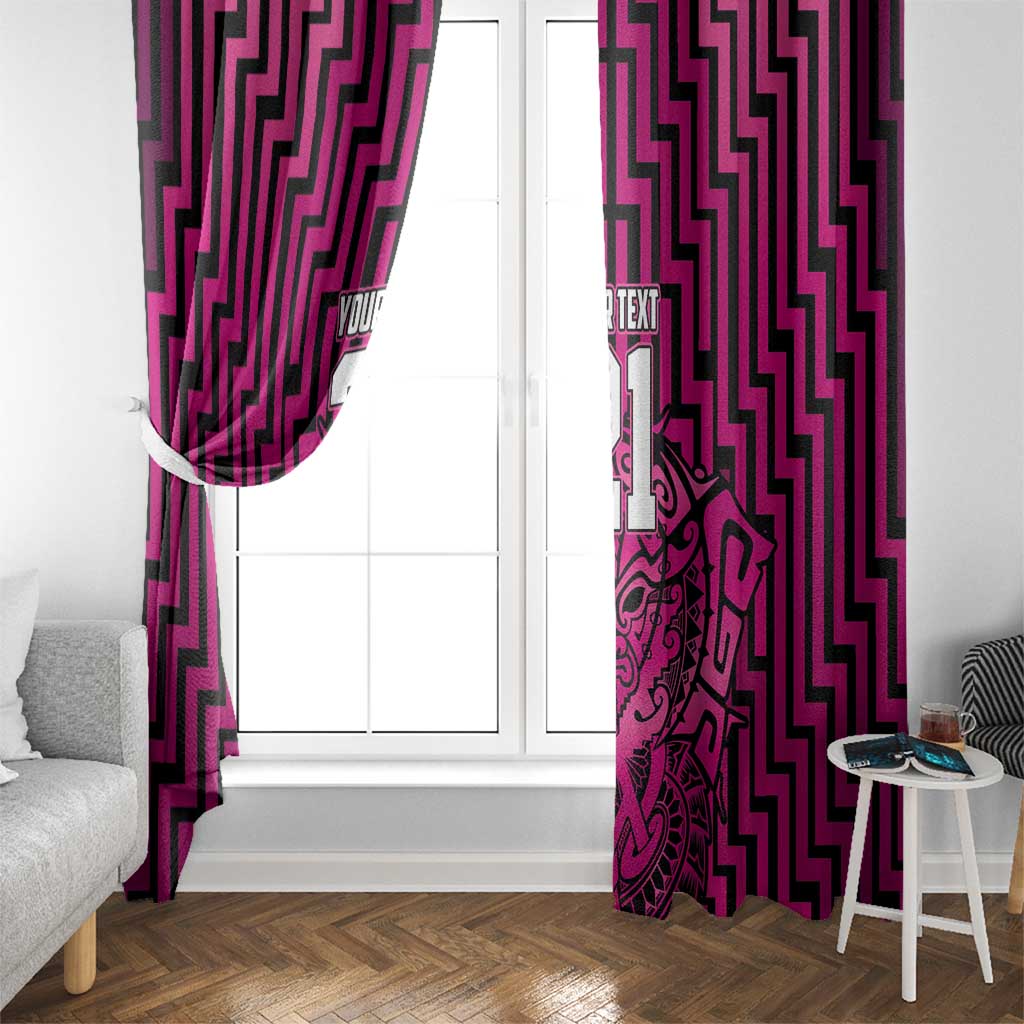Custom Basketball New Zealand Window Curtain Pink Maori Ta Moko Indigenous - Aussie Hoodie