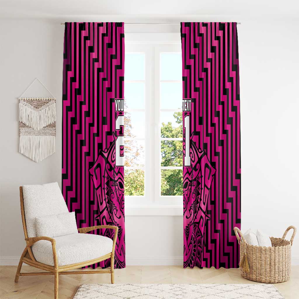Custom Basketball New Zealand Window Curtain Pink Maori Ta Moko Indigenous - Aussie Hoodie