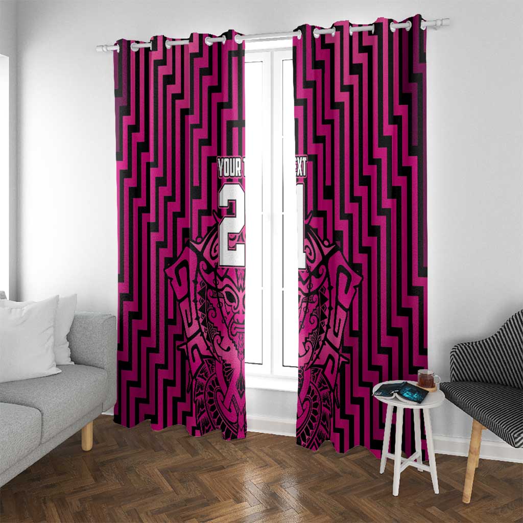 Custom Basketball New Zealand Window Curtain Pink Maori Ta Moko Indigenous - Aussie Hoodie
