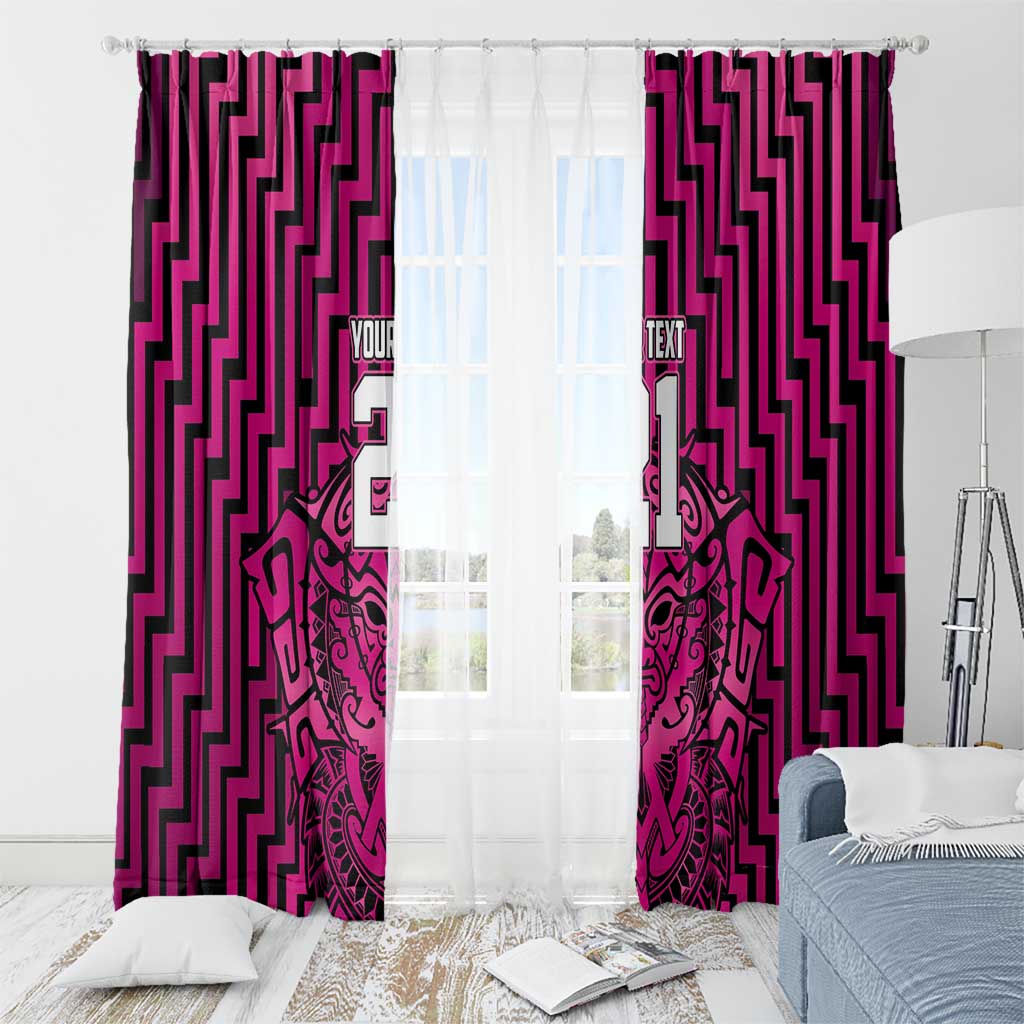 Custom Basketball New Zealand Window Curtain Pink Maori Ta Moko Indigenous - Aussie Hoodie