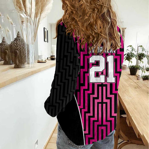 Custom Basketball New Zealand Women Casual Shirt Pink Maori Ta Moko Indigenous - Aussie Hoodie