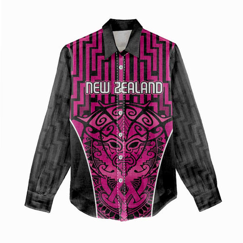 Custom Basketball New Zealand Women Casual Shirt Pink Maori Ta Moko Indigenous - Aussie Hoodie