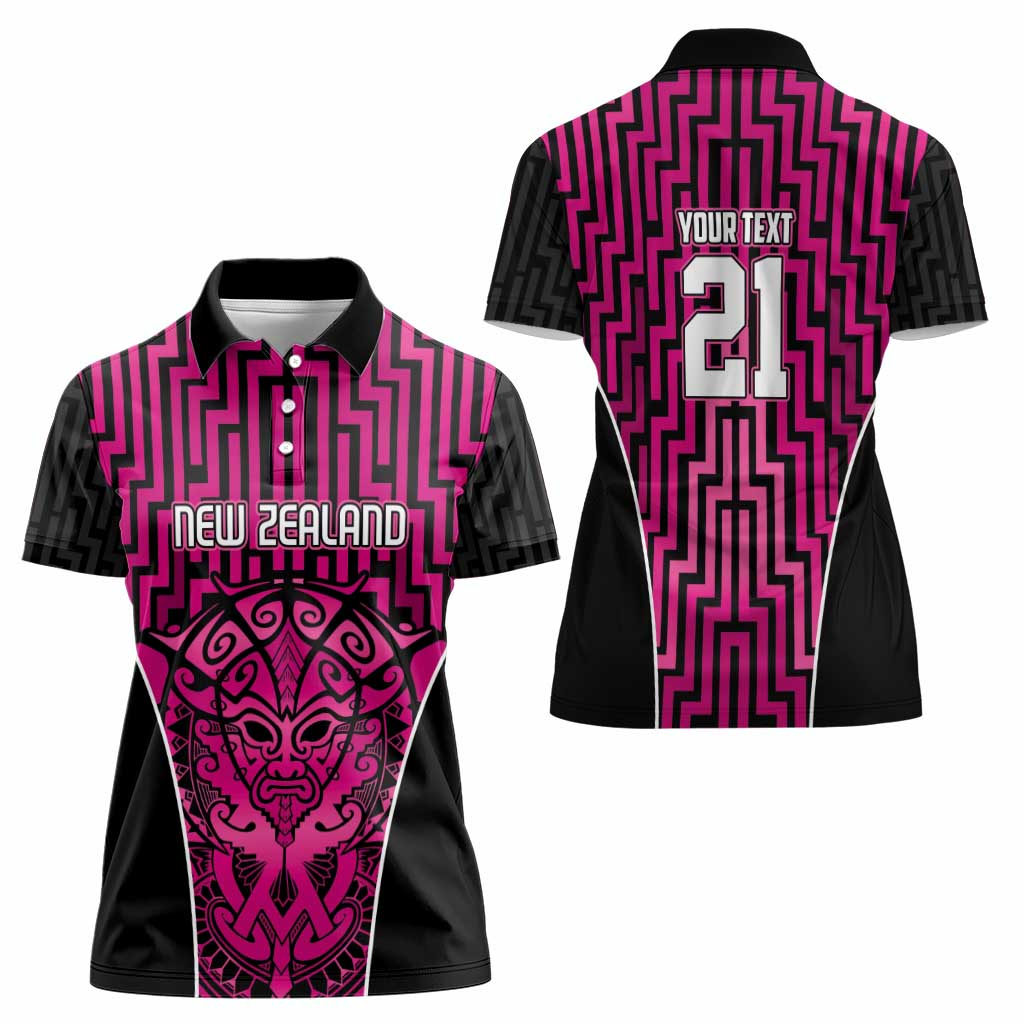 Custom Basketball New Zealand Women Polo Shirt Pink Maori Ta Moko Indigenous - Aussie Hoodie