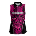 Custom Basketball New Zealand Women Sleeveless Polo Shirt Pink Maori Ta Moko Indigenous - Aussie Hoodie