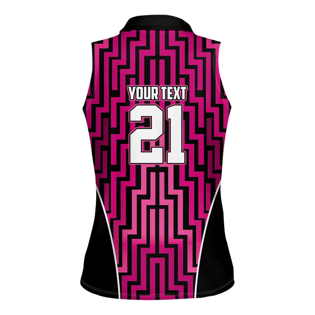 Custom Basketball New Zealand Women Sleeveless Polo Shirt Pink Maori Ta Moko Indigenous - Aussie Hoodie