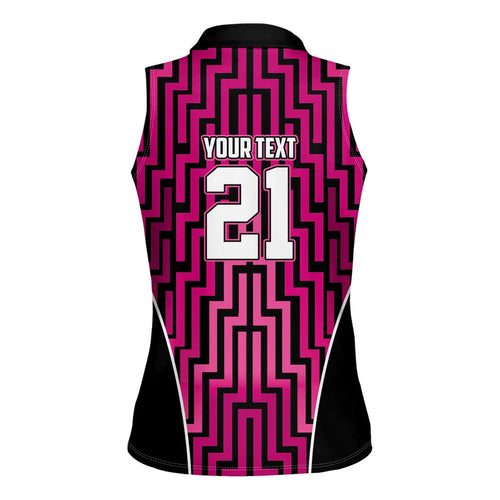 Custom Basketball New Zealand Women Sleeveless Polo Shirt Pink Maori Ta Moko Indigenous - Aussie Hoodie