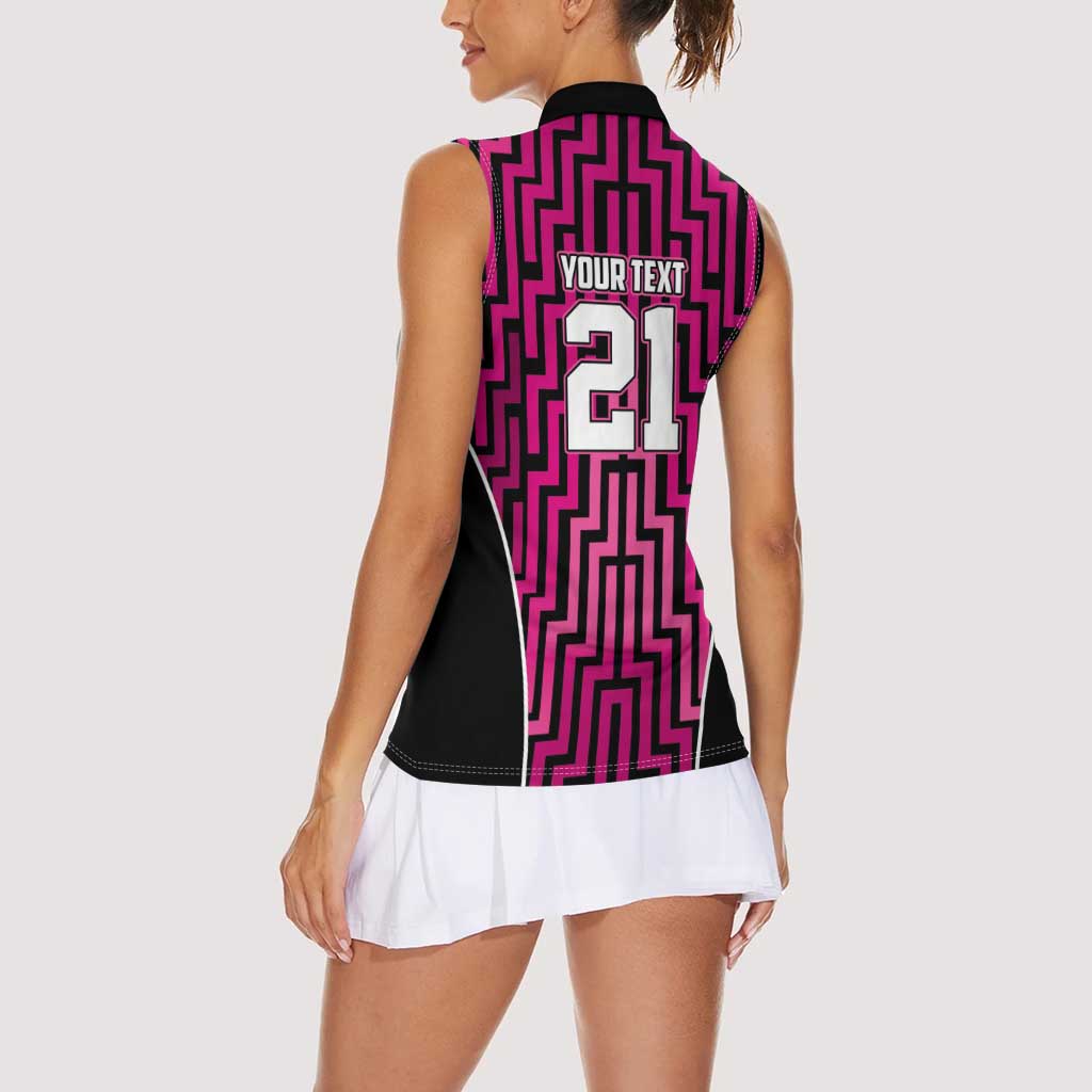 Custom Basketball New Zealand Women Sleeveless Polo Shirt Pink Maori Ta Moko Indigenous - Aussie Hoodie