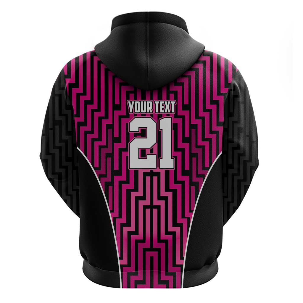 Custom Basketball New Zealand Zip Hoodie Pink Maori Ta Moko Indigenous - Aussie Hoodie