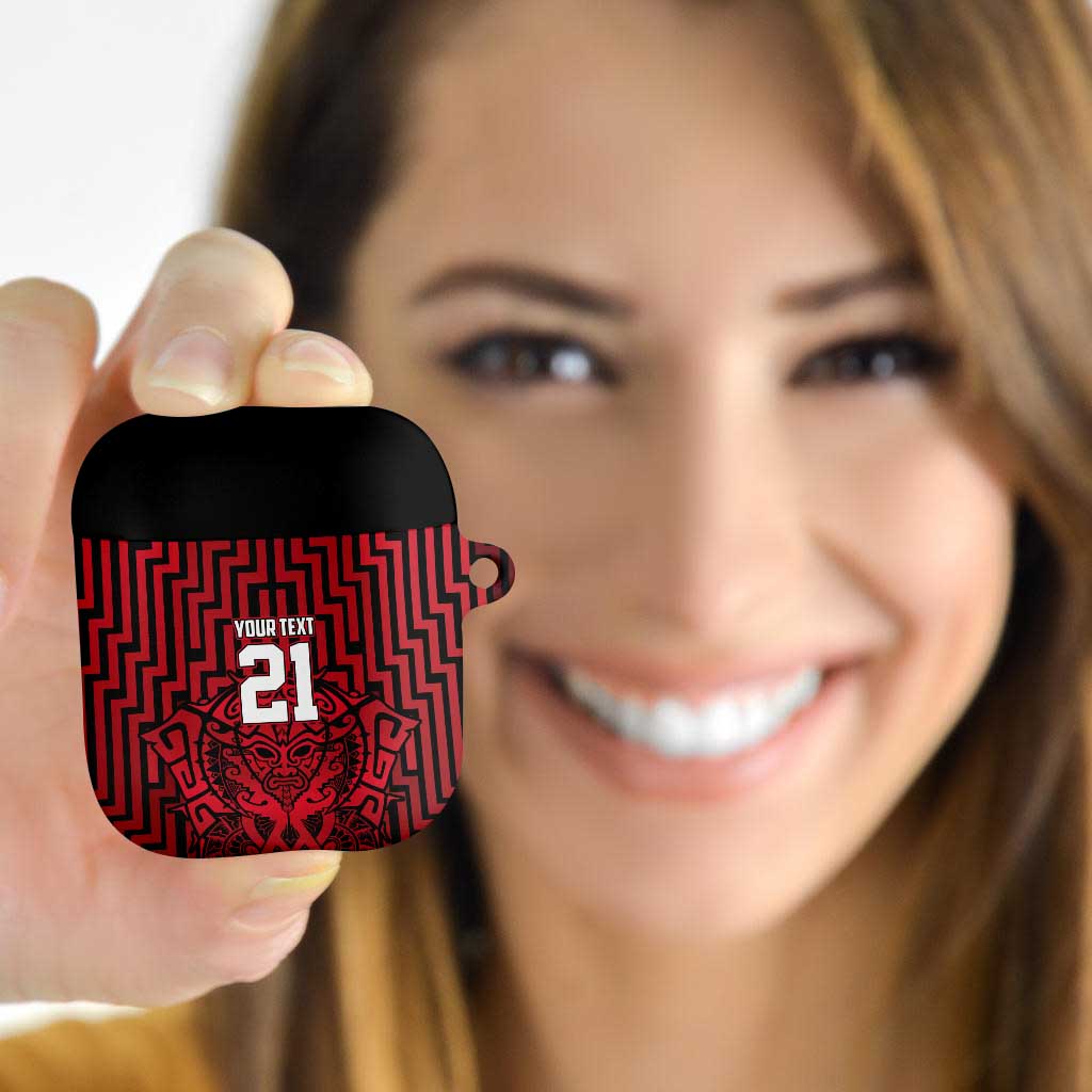 Custom Basketball New Zealand AirPods Case Red Maori Ta Moko Indigenous - Aussie Hoodie