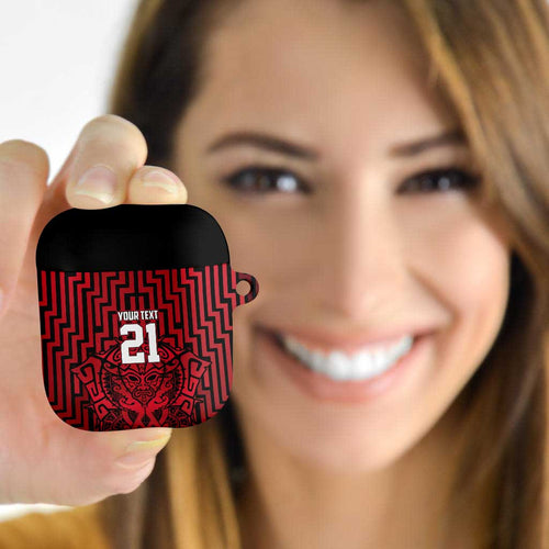 Custom Basketball New Zealand AirPods Case Red Maori Ta Moko Indigenous - Aussie Hoodie