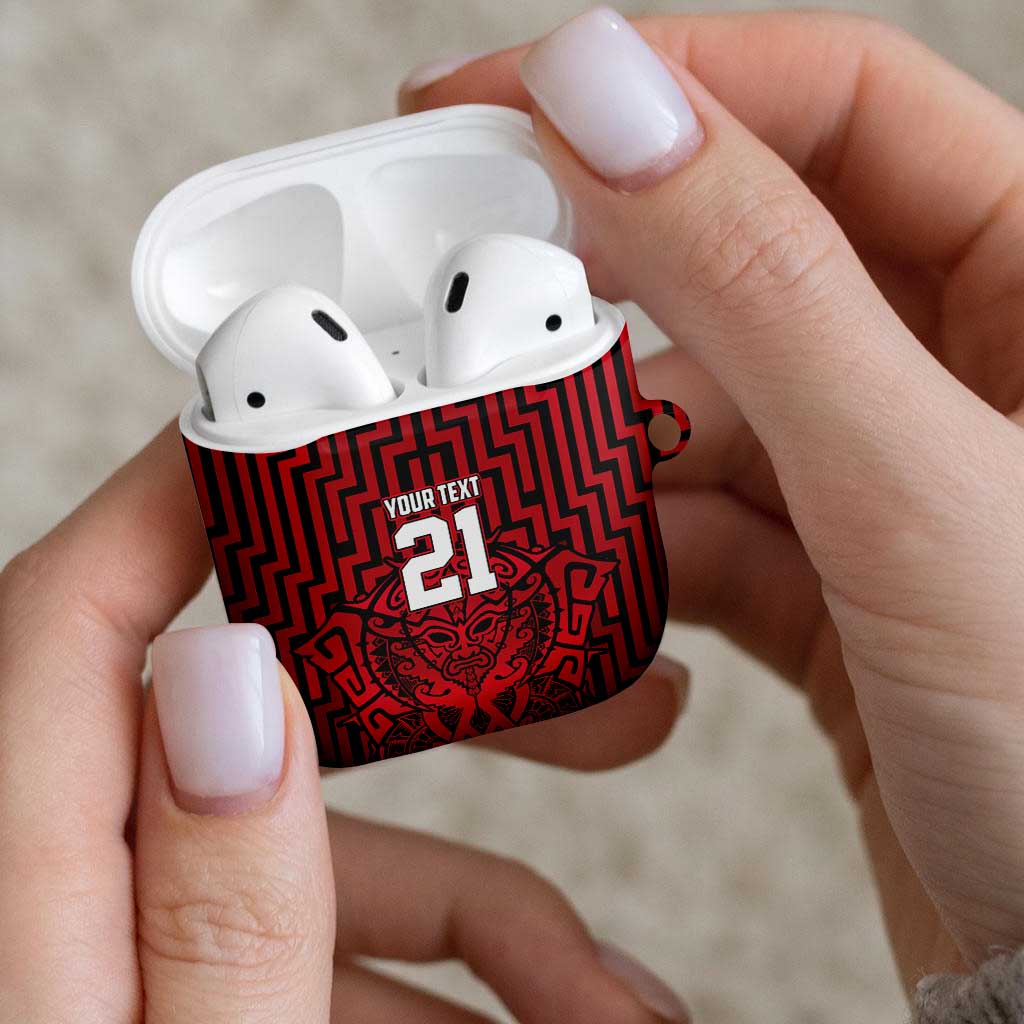 Custom Basketball New Zealand AirPods Case Red Maori Ta Moko Indigenous - Aussie Hoodie