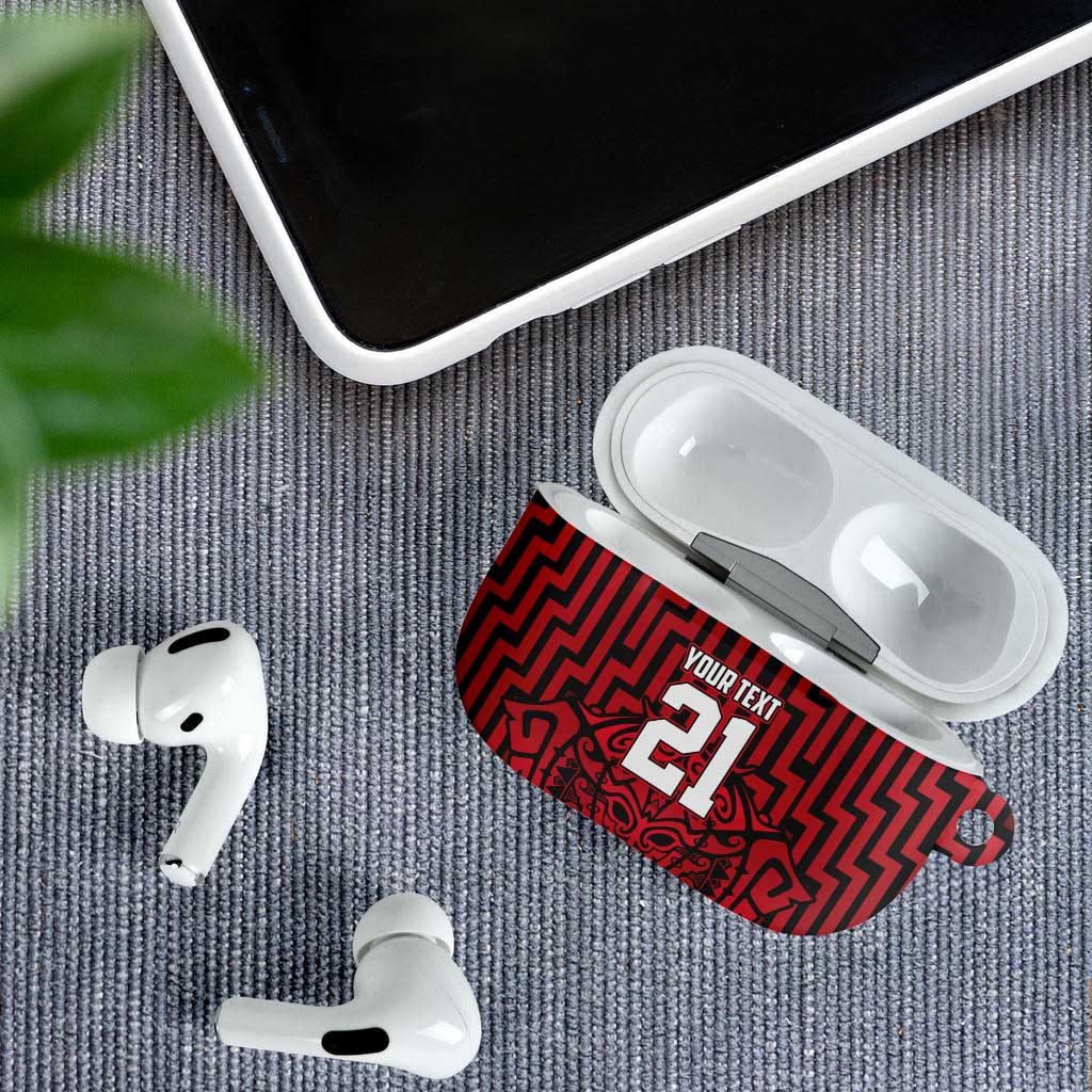 Custom Basketball New Zealand AirPods Case Red Maori Ta Moko Indigenous - Aussie Hoodie