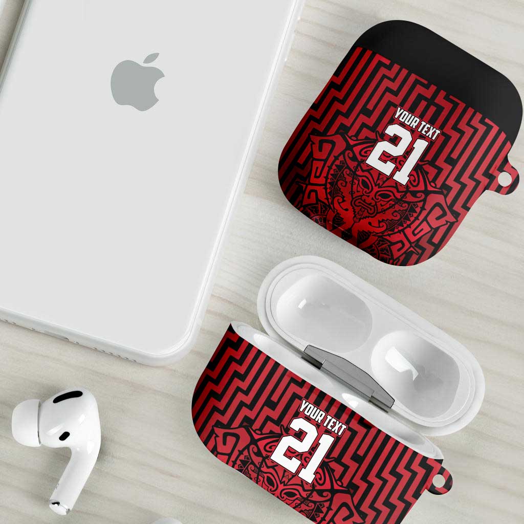 Custom Basketball New Zealand AirPods Case Red Maori Ta Moko Indigenous - Aussie Hoodie