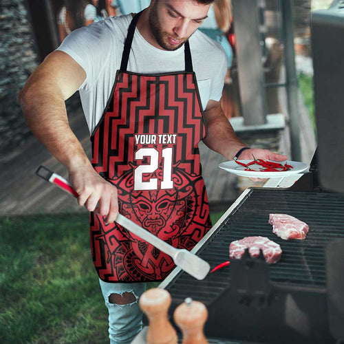 Custom Basketball New Zealand Apron Red Maori Ta Moko Indigenous - Aussie Hoodie