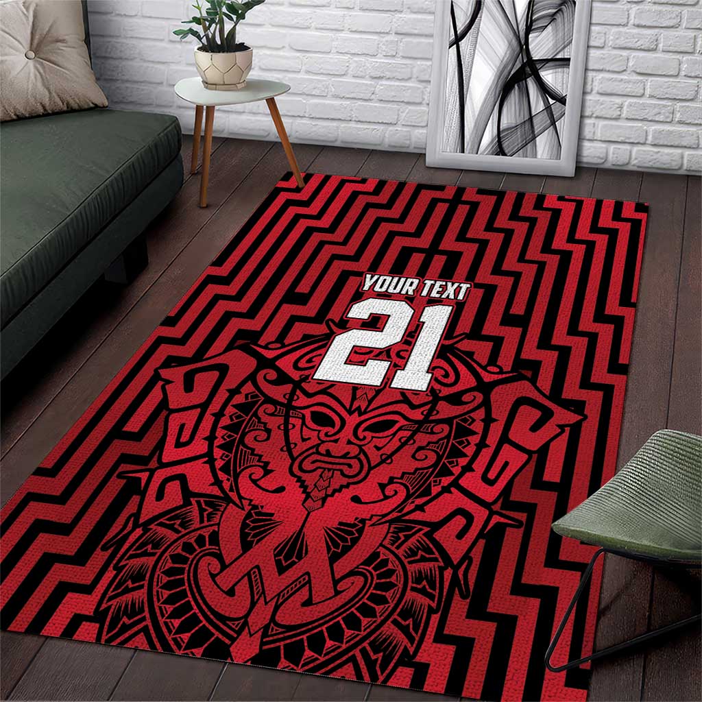 Custom Basketball New Zealand Area Rug Red Maori Ta Moko Indigenous - Aussie Hoodie
