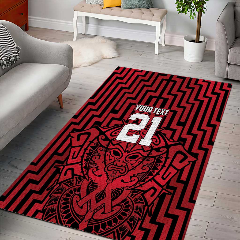 Custom Basketball New Zealand Area Rug Red Maori Ta Moko Indigenous - Aussie Hoodie
