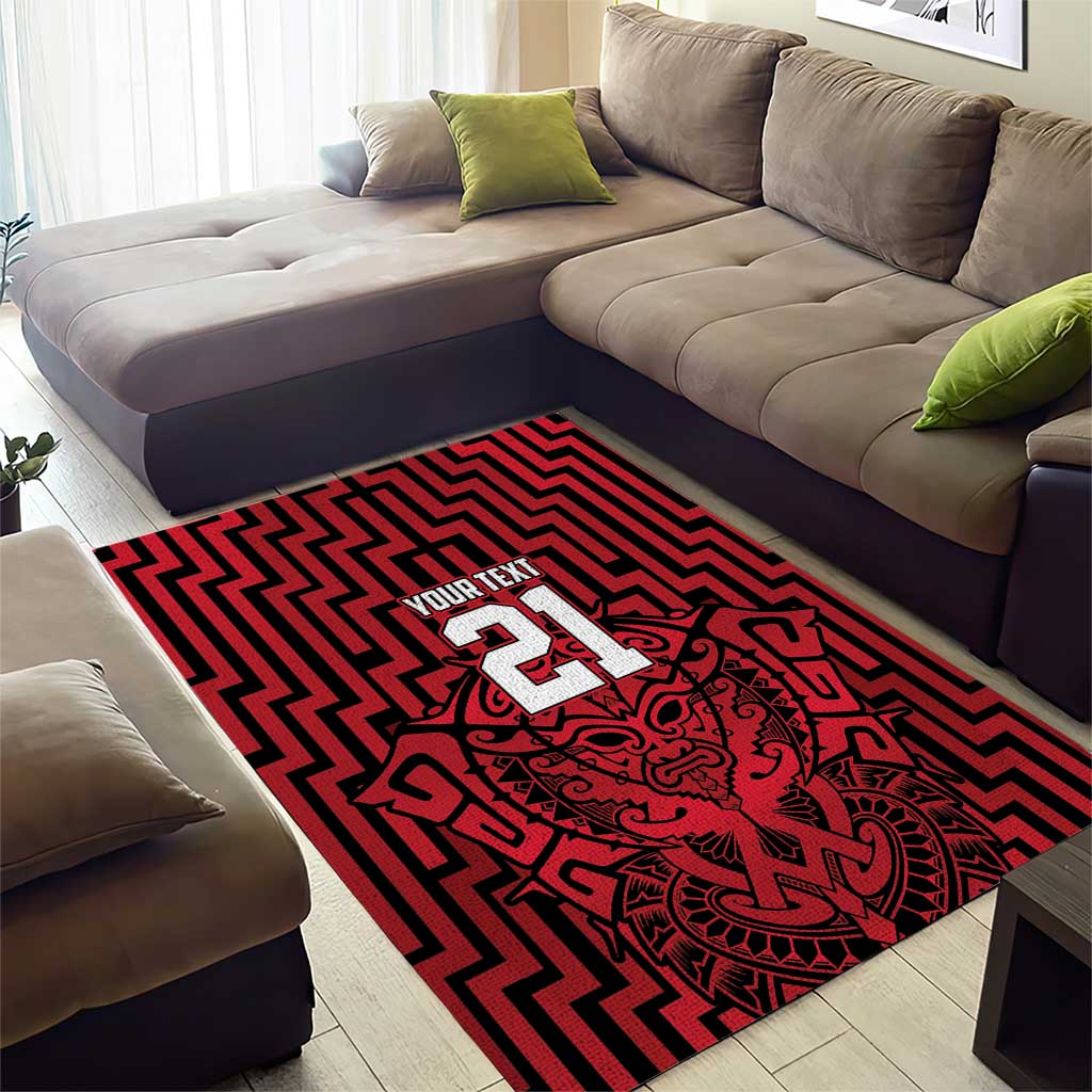 Custom Basketball New Zealand Area Rug Red Maori Ta Moko Indigenous - Aussie Hoodie
