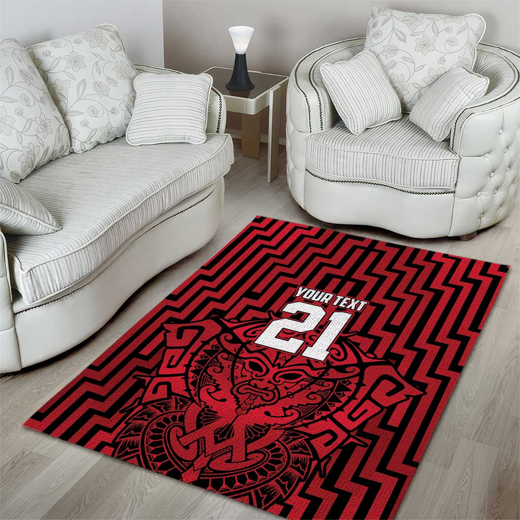 Custom Basketball New Zealand Area Rug Red Maori Ta Moko Indigenous - Aussie Hoodie