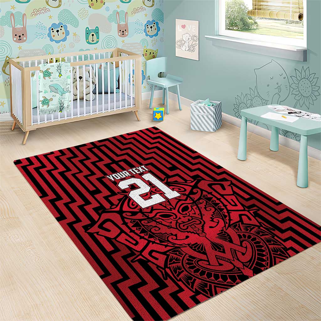 Custom Basketball New Zealand Area Rug Red Maori Ta Moko Indigenous - Aussie Hoodie