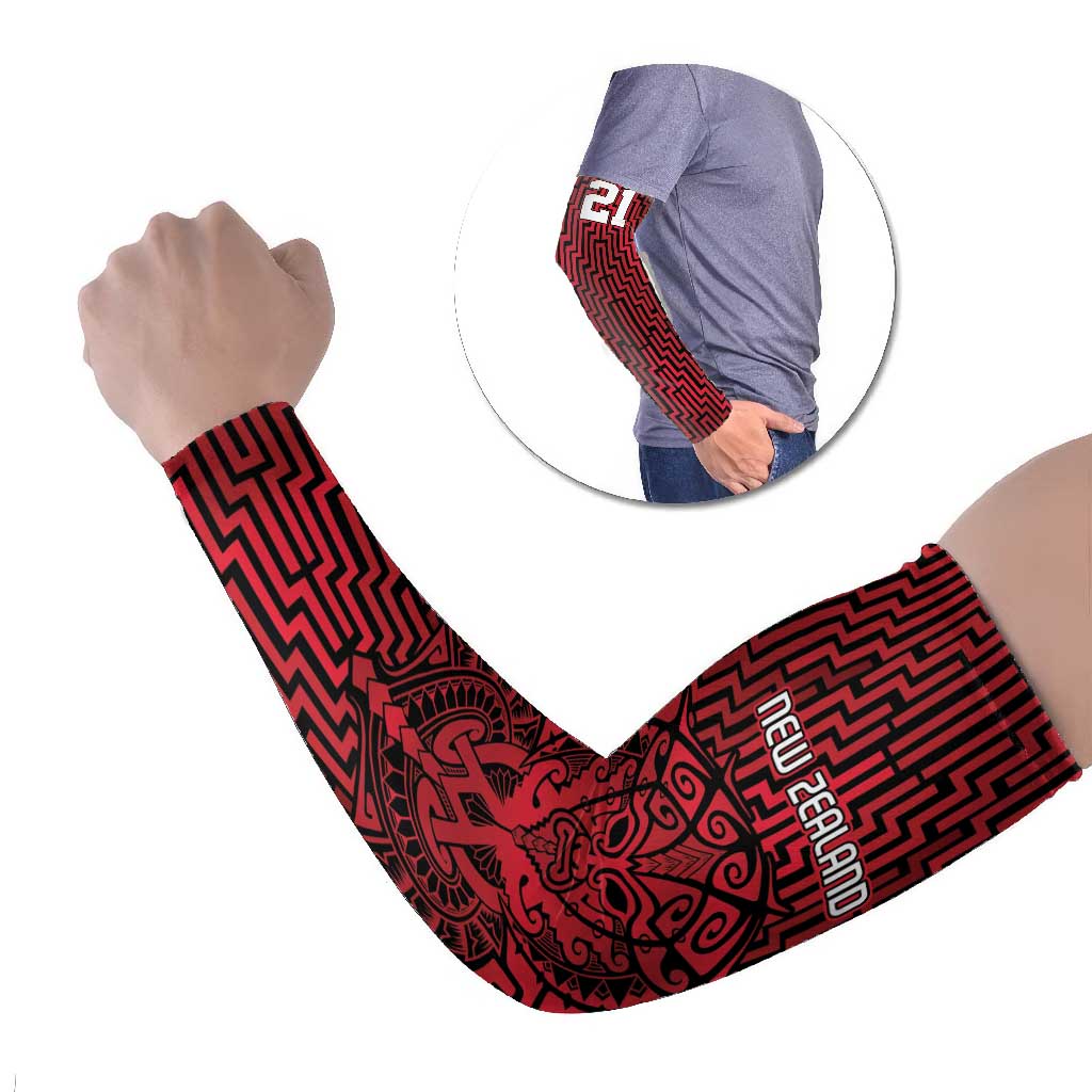 Custom Basketball New Zealand Arm Sleeves Red Maori Ta Moko Indigenous - Aussie Hoodie