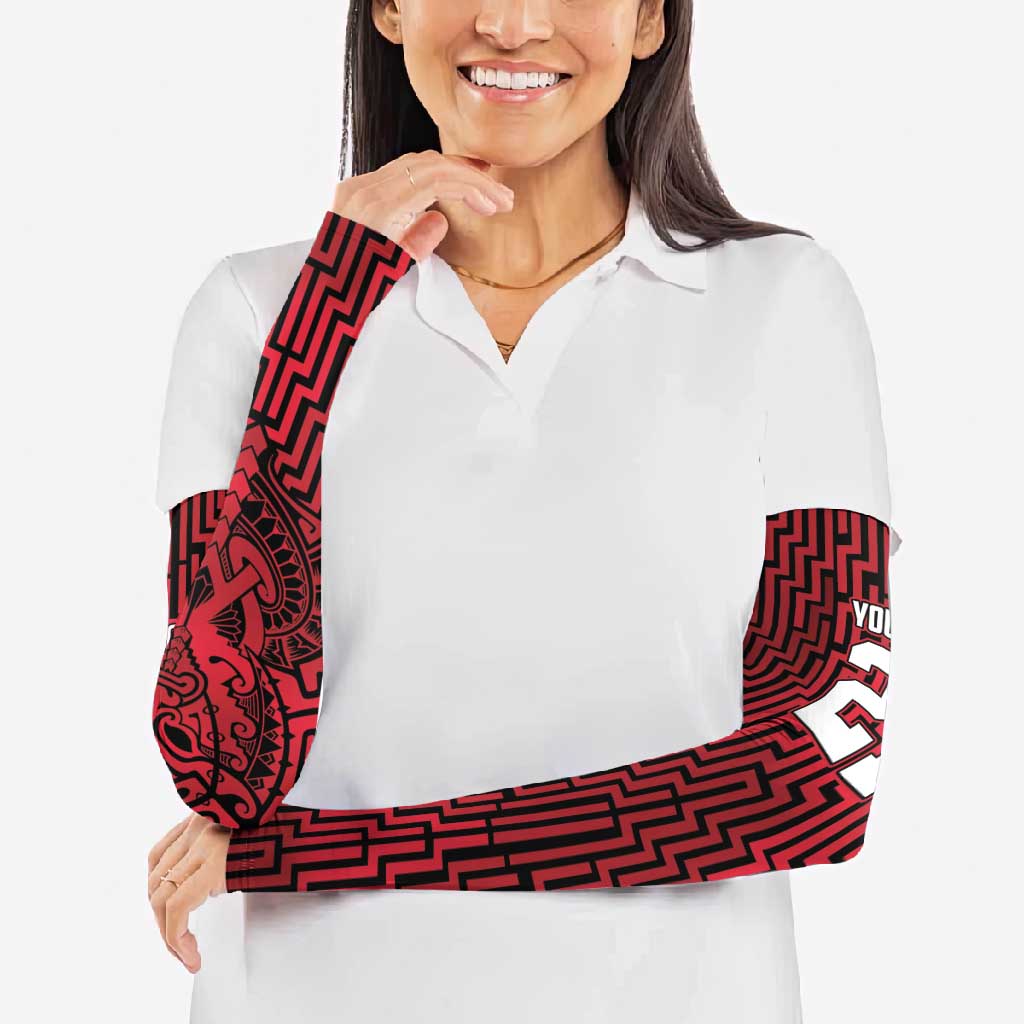 Custom Basketball New Zealand Arm Sleeves Red Maori Ta Moko Indigenous - Aussie Hoodie