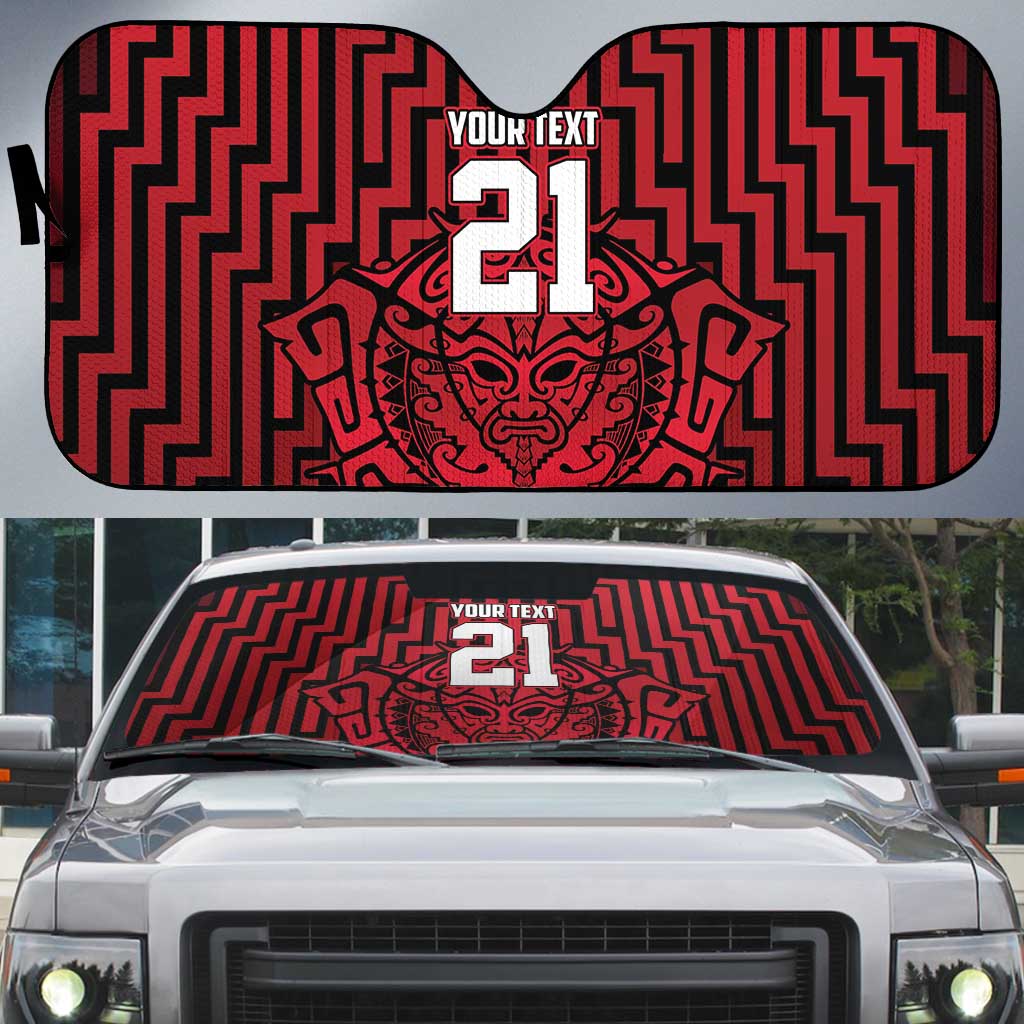 Custom Basketball New Zealand Auto Sun Shade Red Maori Ta Moko Indigenous - Aussie Hoodie