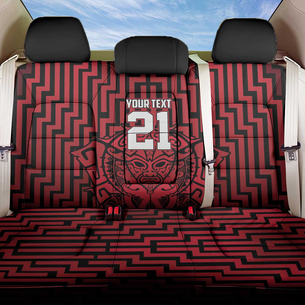 Custom Basketball New Zealand Back Car Seat Cover Red Maori Ta Moko Indigenous - Aussie Hoodie