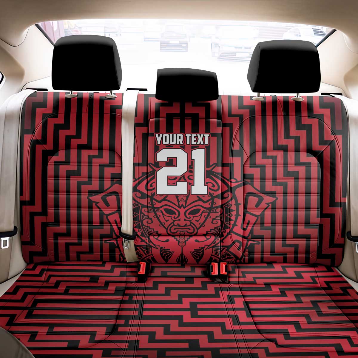 Custom Basketball New Zealand Back Car Seat Cover Red Maori Ta Moko Indigenous - Aussie Hoodie