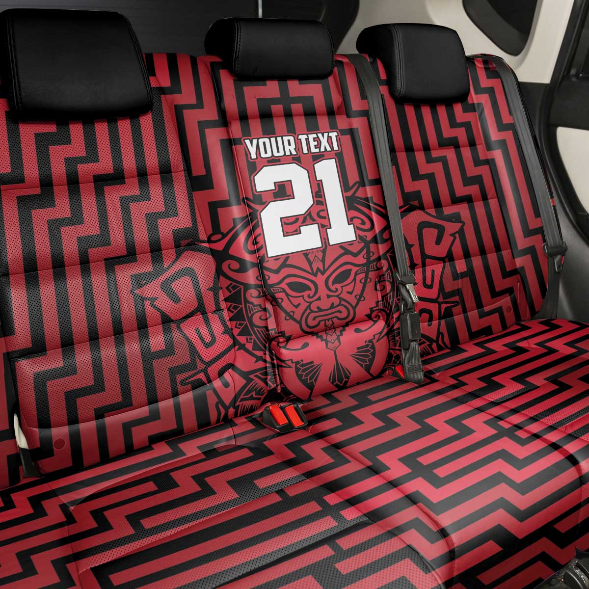 Custom Basketball New Zealand Back Car Seat Cover Red Maori Ta Moko Indigenous - Aussie Hoodie