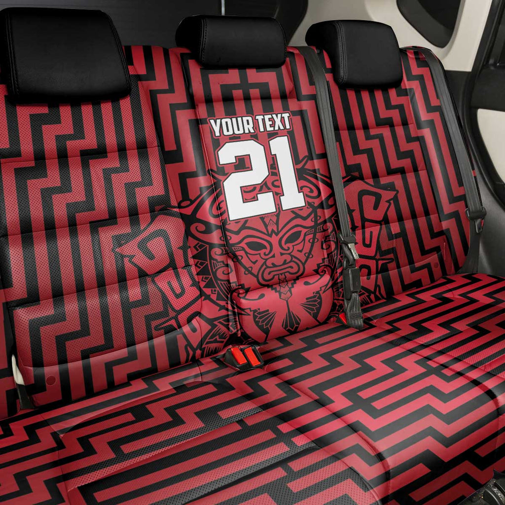Custom Basketball New Zealand Back Car Seat Cover Red Maori Ta Moko Indigenous - Aussie Hoodie