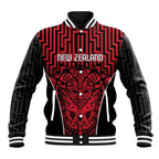 Custom Basketball New Zealand Baseball Jacket Red Maori Ta Moko Indigenous - Aussie Hoodie