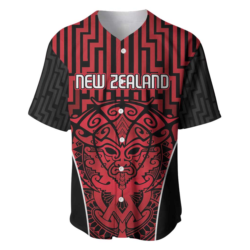 Custom Basketball New Zealand Baseball Jersey Red Maori Ta Moko Indigenous - Aussie Hoodie