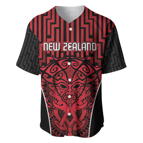 Custom Basketball New Zealand Baseball Jersey Red Maori Ta Moko Indigenous - Aussie Hoodie
