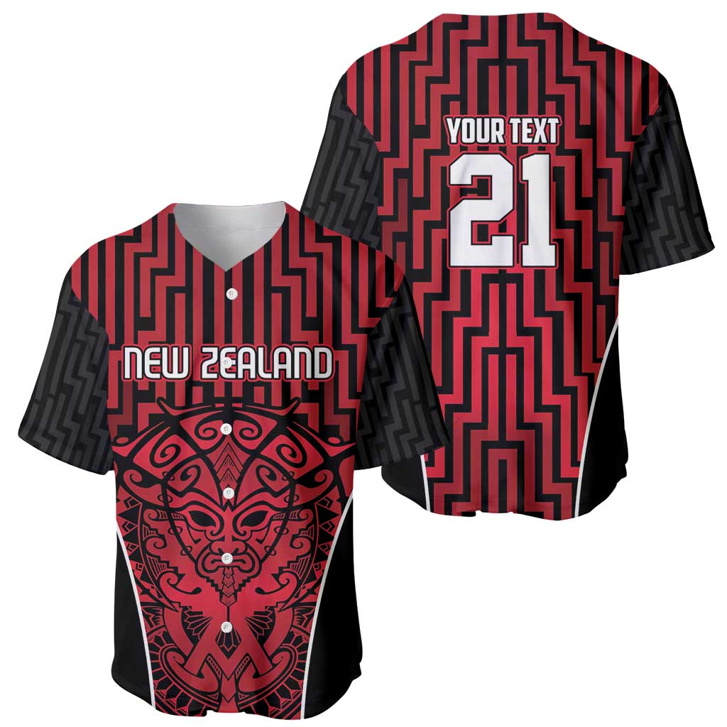 Custom Basketball New Zealand Baseball Jersey Red Maori Ta Moko Indigenous - Aussie Hoodie