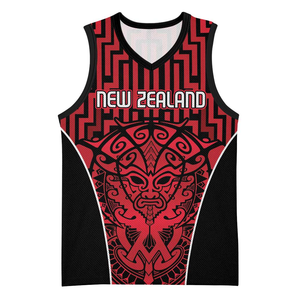 Custom Basketball New Zealand Basketball Jersey Red Maori Ta Moko Indigenous - Aussie Hoodie