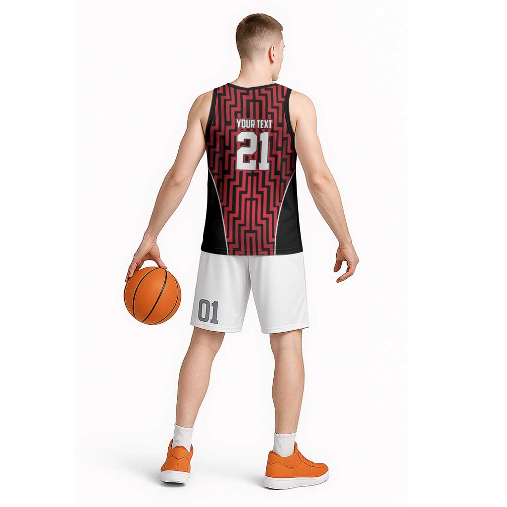Custom Basketball New Zealand Basketball Jersey Red Maori Ta Moko Indigenous - Aussie Hoodie