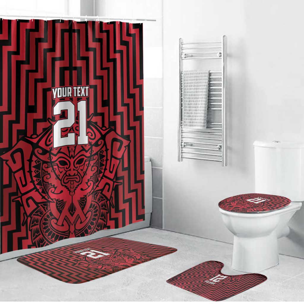 Custom Basketball New Zealand Bathroom Set Red Maori Ta Moko Indigenous - Aussie Hoodie