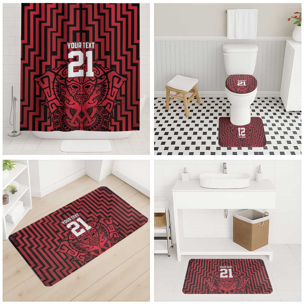 Custom Basketball New Zealand Bathroom Set Red Maori Ta Moko Indigenous - Aussie Hoodie