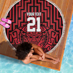 Custom Basketball New Zealand Beach Blanket Red Maori Ta Moko Indigenous - Aussie Hoodie