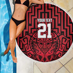 Custom Basketball New Zealand Beach Blanket Red Maori Ta Moko Indigenous - Aussie Hoodie