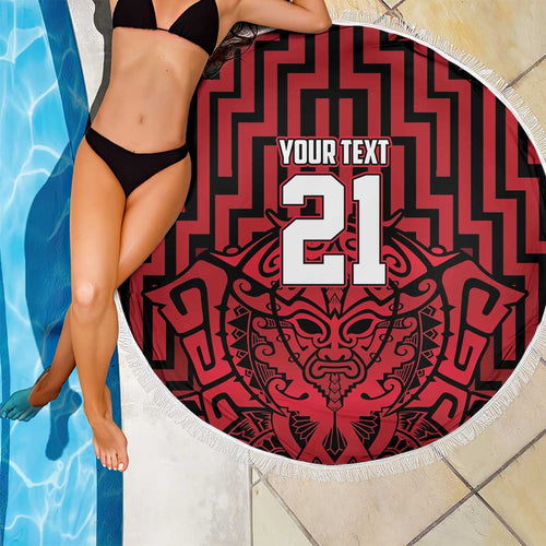 Custom Basketball New Zealand Beach Blanket Red Maori Ta Moko Indigenous - Aussie Hoodie
