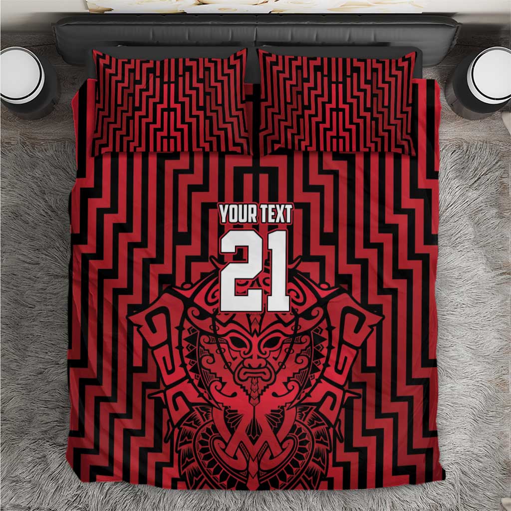 Custom Basketball New Zealand Bedding Set Red Maori Ta Moko Indigenous - Aussie Hoodie