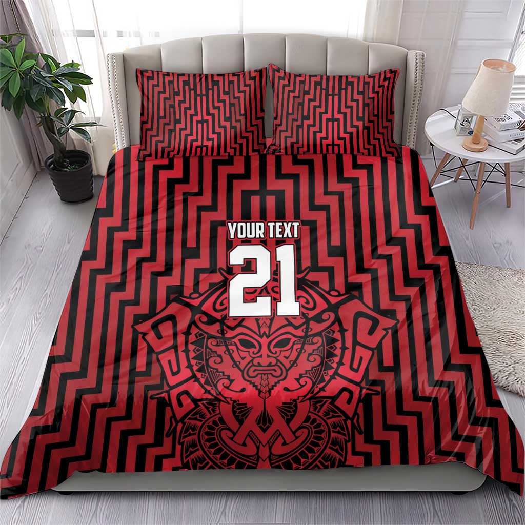 Custom Basketball New Zealand Bedding Set Red Maori Ta Moko Indigenous - Aussie Hoodie
