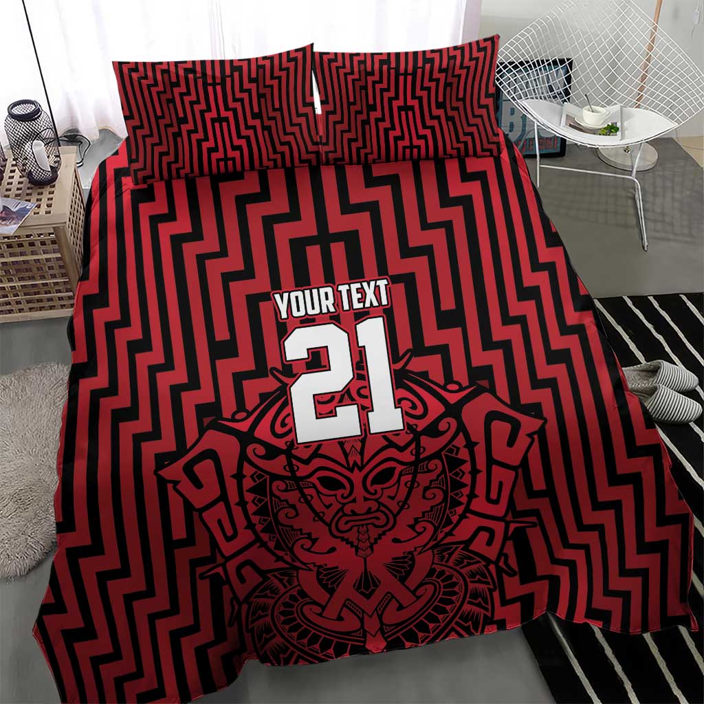 Custom Basketball New Zealand Bedding Set Red Maori Ta Moko Indigenous - Aussie Hoodie