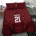 Custom Basketball New Zealand Bedding Set Red Maori Ta Moko Indigenous - Aussie Hoodie