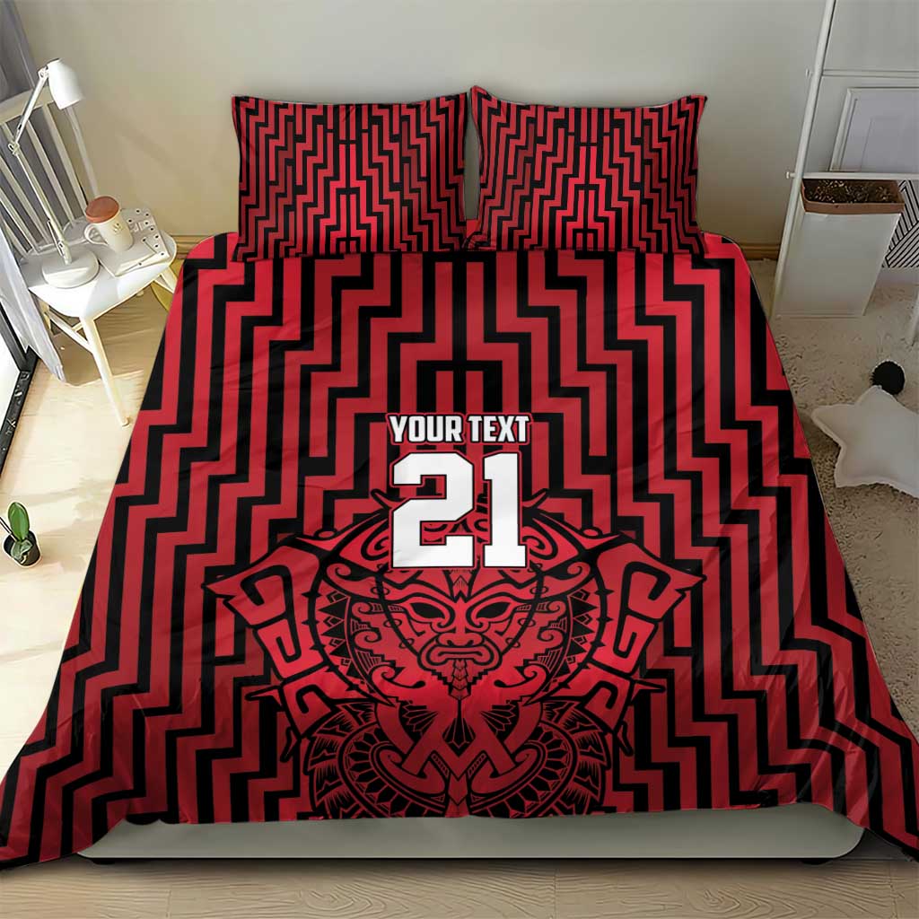 Custom Basketball New Zealand Bedding Set Red Maori Ta Moko Indigenous - Aussie Hoodie