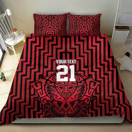 Custom Basketball New Zealand Bedding Set Red Maori Ta Moko Indigenous - Aussie Hoodie